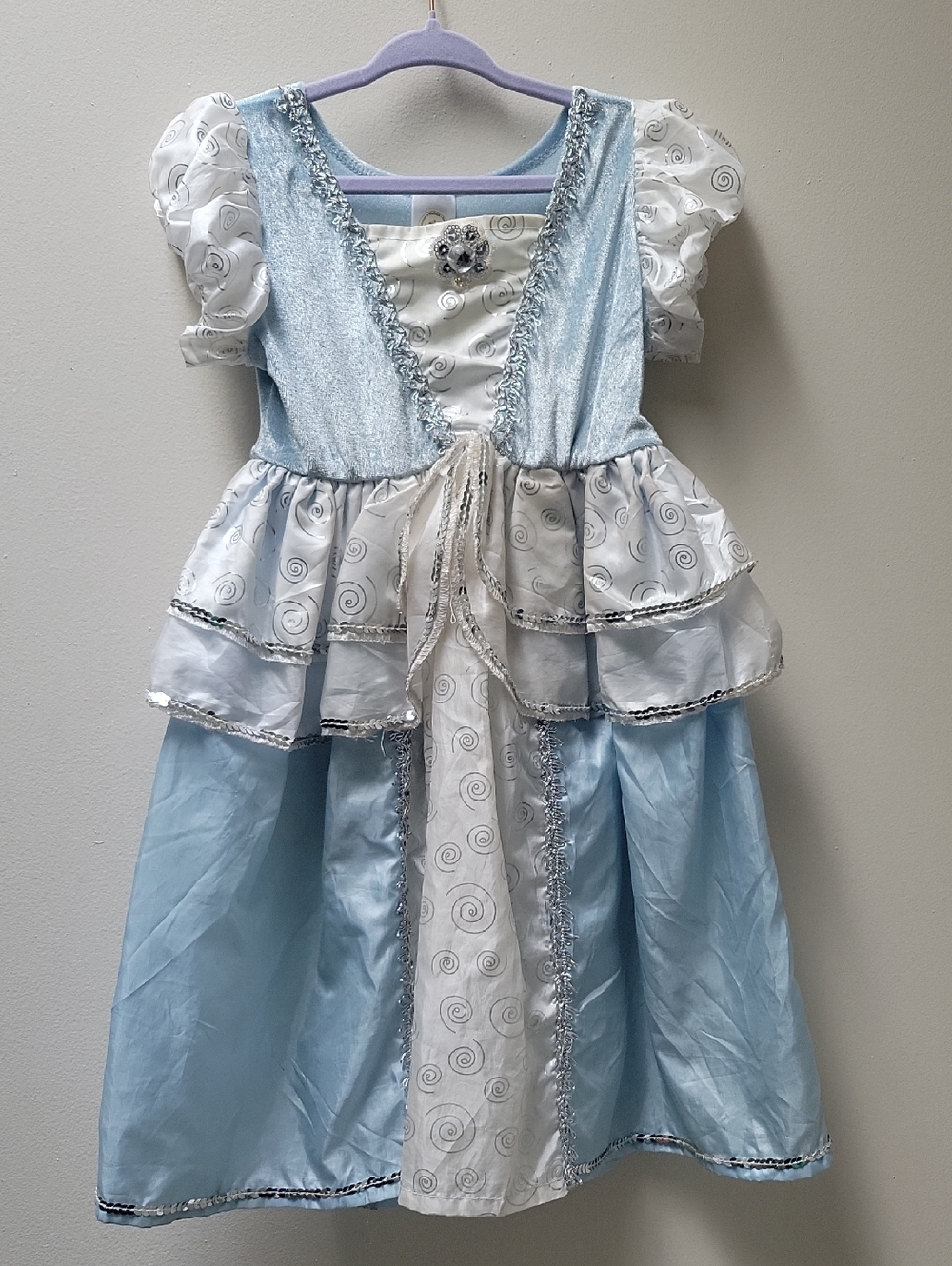Light Blue Princess Costume Dress for Kids with Silver Accents